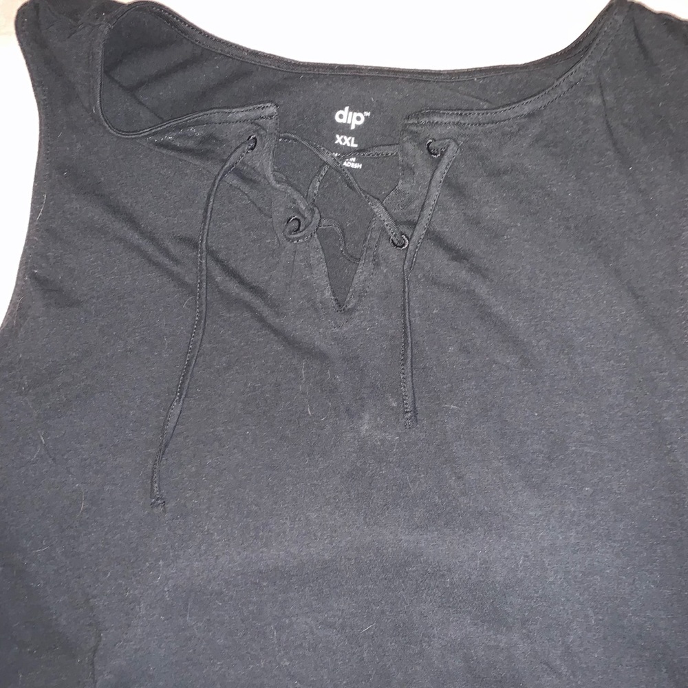 Black Lace Up Front Tank Top